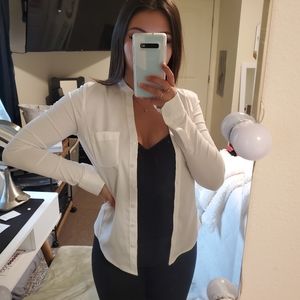 Calvin Klein button up white long sleeve shirt